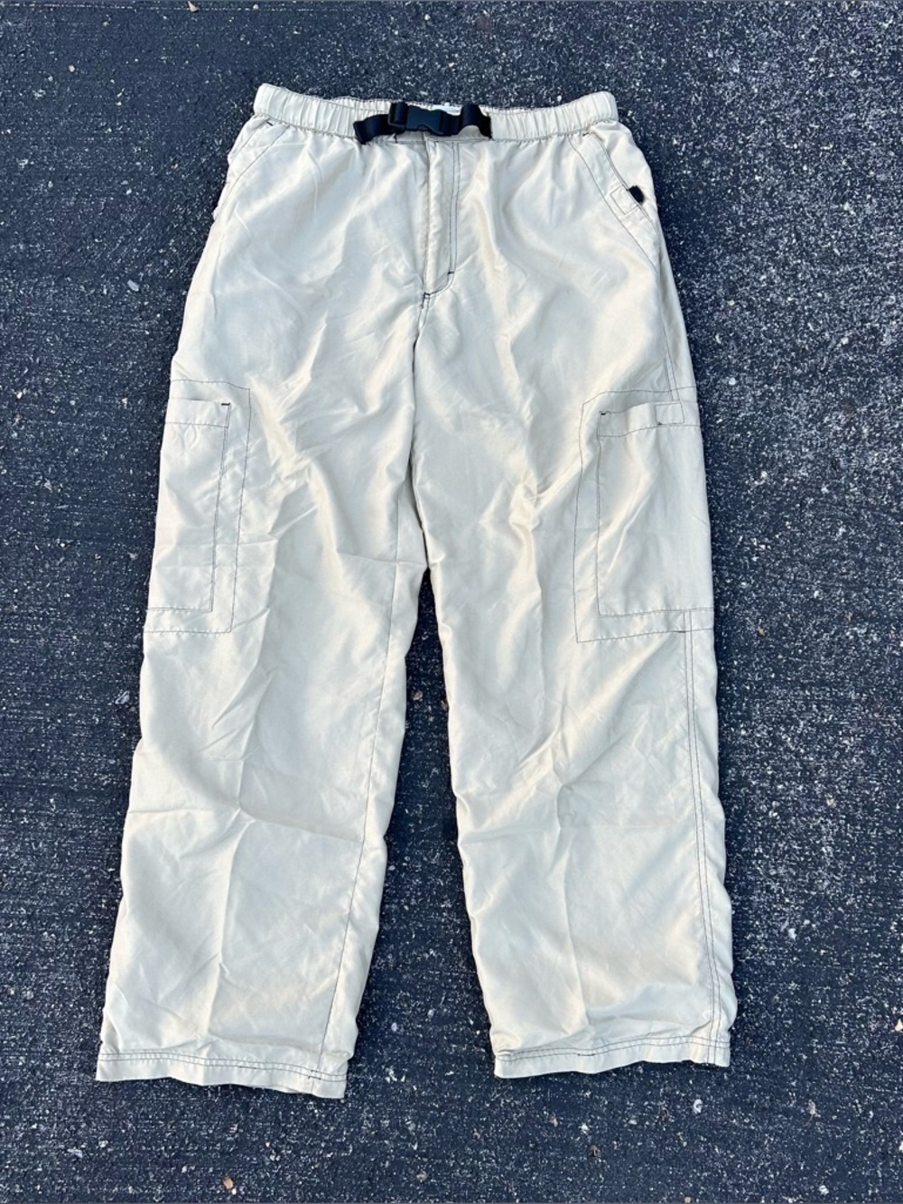 Vintage Old Navy Tactical Lined Pants Men Large Baggy Paratrooper Y2K 2000 Belt